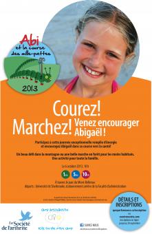 Courez! Marchez! Venez encourager Abigaël!